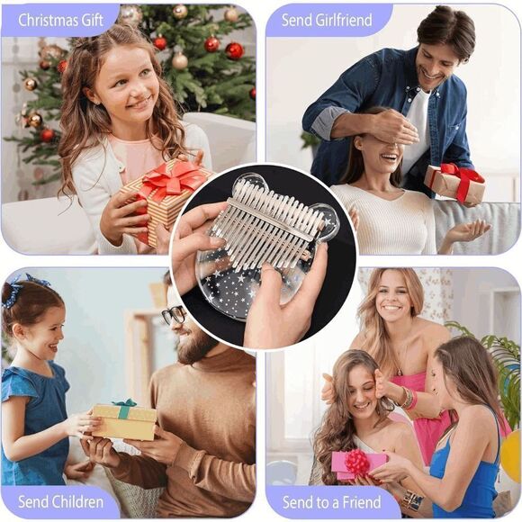 Kalimba Cute Transparent Acrylic Thumb Piano 17 Key With Tuner Hammer Instrument - Picture 8 of 8